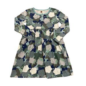 Tea Collection Girl's Blue/Green Floral Dress - Size 5 - Excellent!